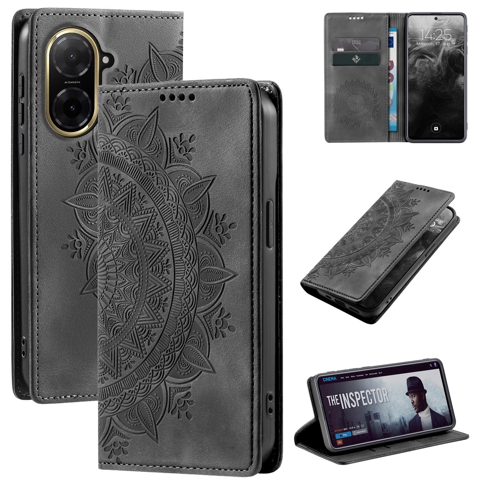 Tec-Expert Handyhülle Mandala Hülle Cover für Xiaomi Redmi A5 6.88 Zoll, 6.88", Klapphülle Case Tasche mit Kartenfächern und RFID Schutz