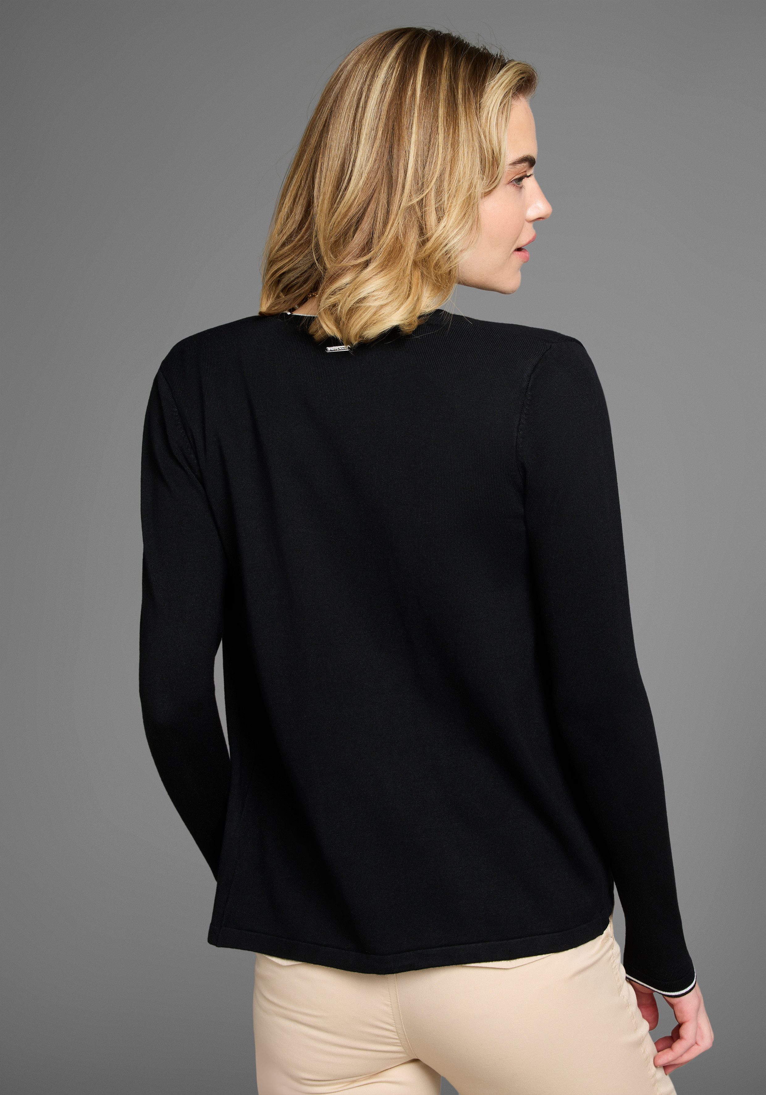 Laura Scott Strickjacke offene Form mit Kontrastdetail günstig online kaufen