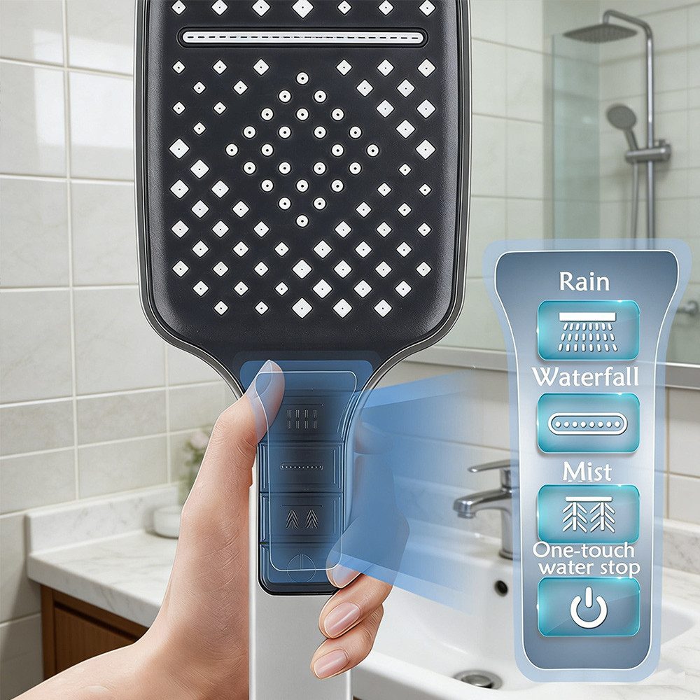 PFCTART Handbrause Hochdruck-Duschkopf mit sieben Sprühmodi (mit Sockel und günstig online kaufen