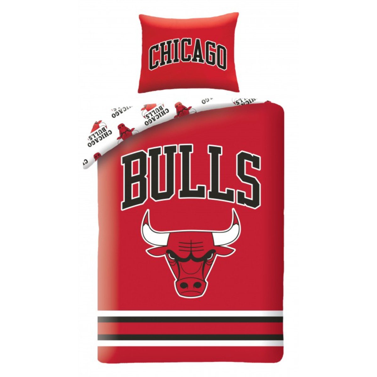 Chicago Bulls Bettwäsche 2 teilig Mikrofaser 140 × 200 cm Basketball Bettbezug mit Kissenbezug, Mikrofaser