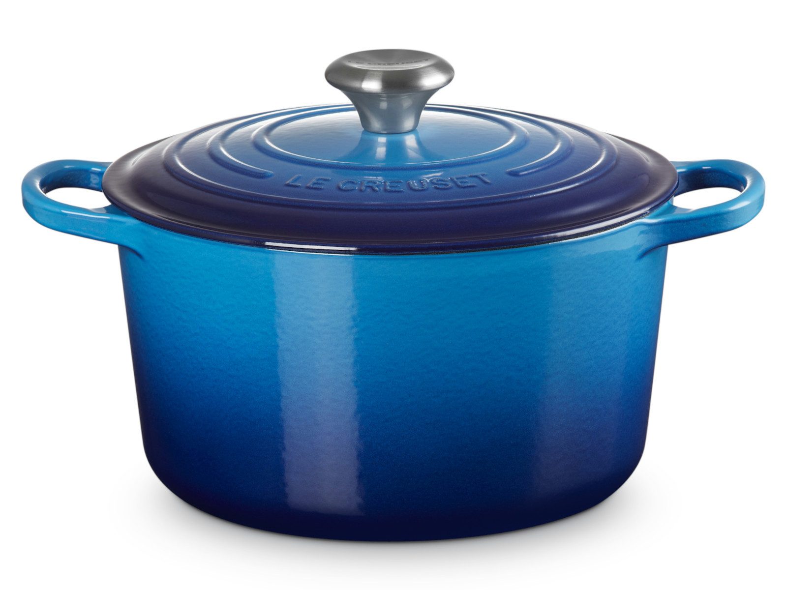 LE CREUSET Кастрюли жаровни Кастрюли жаровни Signature rund hoch azure 24cm, Emailliertes Gusseisen