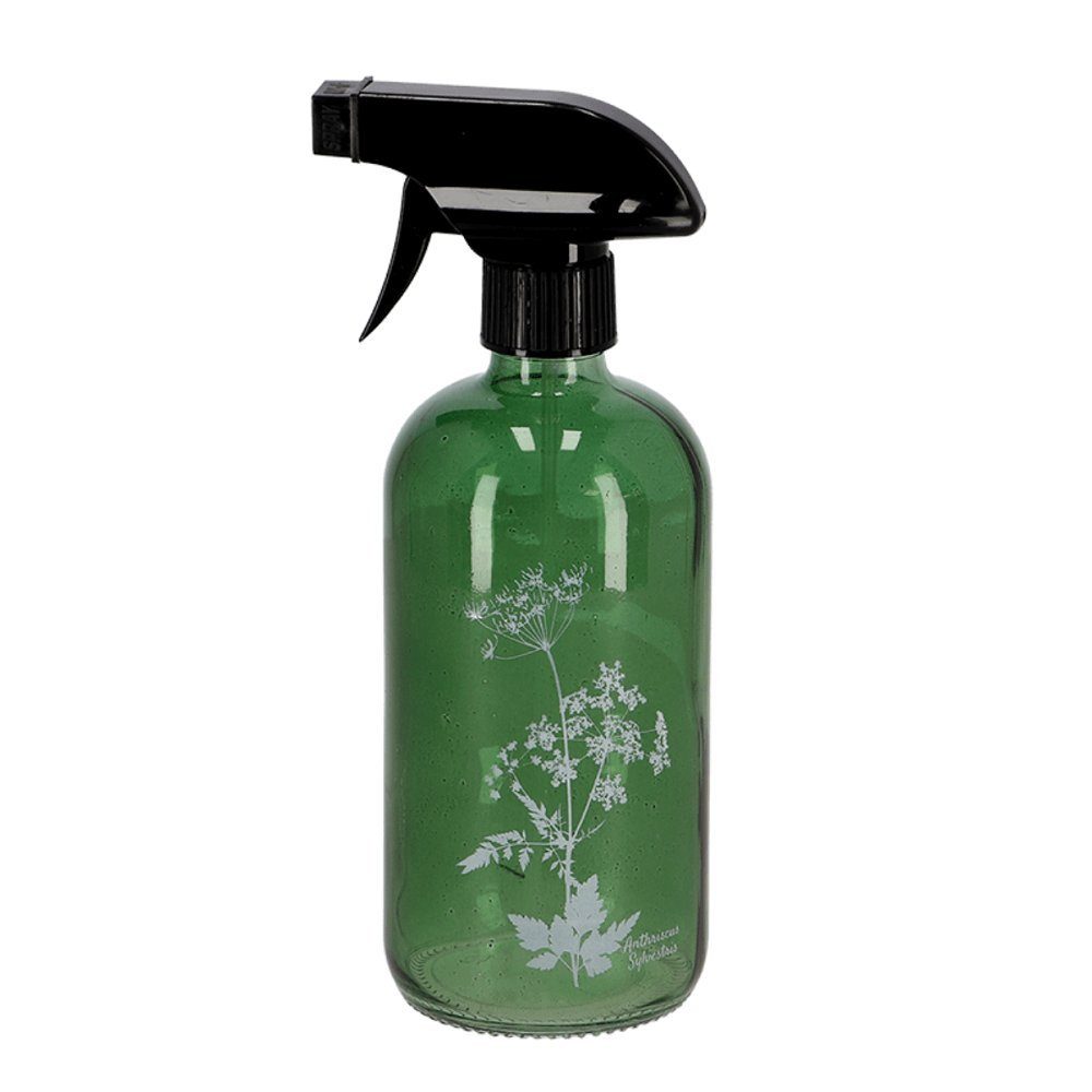 esschert design Zerstäuberflasche 2er-Set Sprühflaschen - grün - Glas, 0,5 l – Wildflower-Motiv