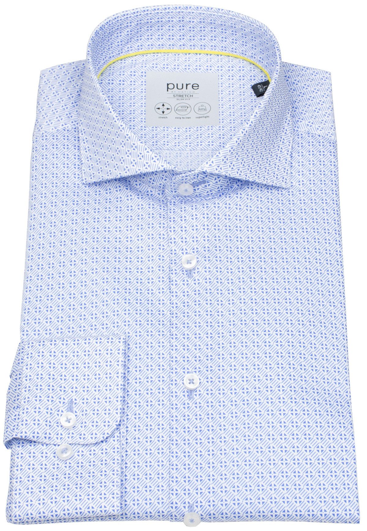 Pure Langarmhemd Slim Fit stark tailliert Haifischkragen