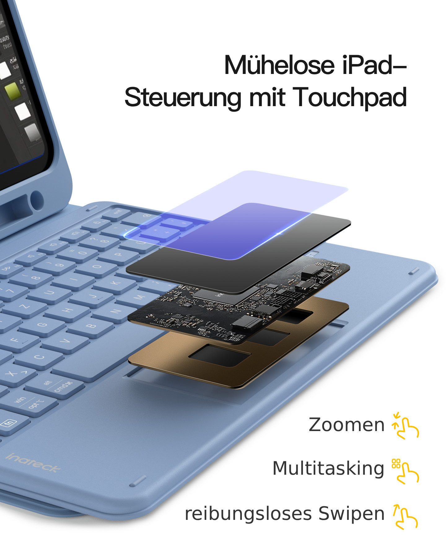 Inateck 10.9-11 Zoll iPad A16 11/10 Gen, Air M4/M3/M2, iPad Pro 4/3/2 iPad-Tastatur – Bild 4 von 5