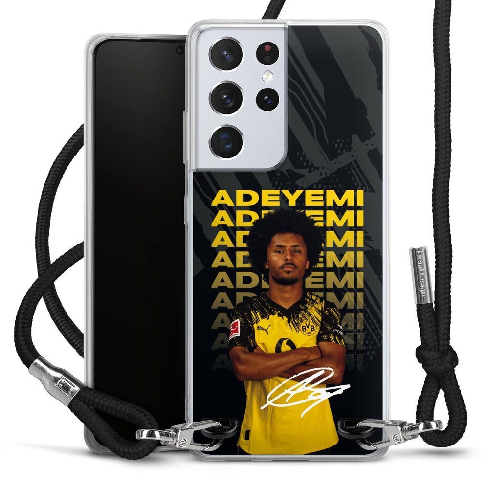 DeinDesign Handyhülle Borussia Dortmund Karim Adeyemi BVB Karim Adeyemi 25/26, Samsung Galaxy S21 Ultra 5G Handykette Hülle mit Band Cover mit Kette