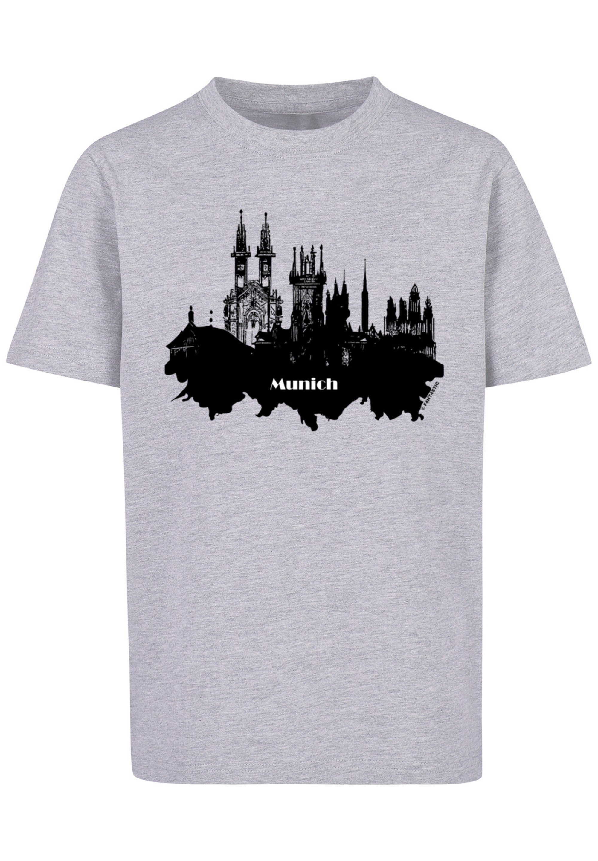heather - Munich skyline F4NT4STIC T-Shirt Cities Collection grey Print