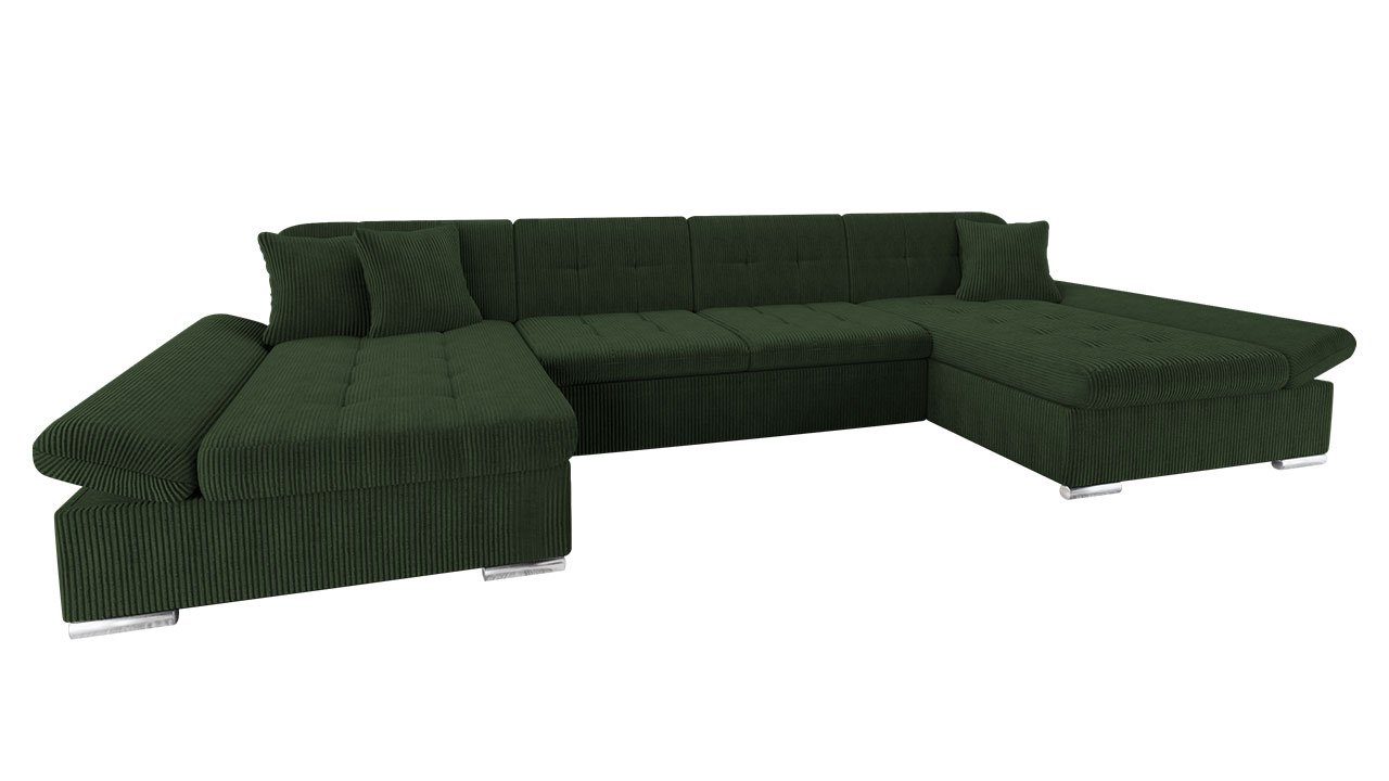 MIRJAN24 Wohnlandschaft Alia Schlaffunktion, und Ecksofa 2 14 U-Form Hersteller, Cord, Sofa Poso Couch vom Bettkasten