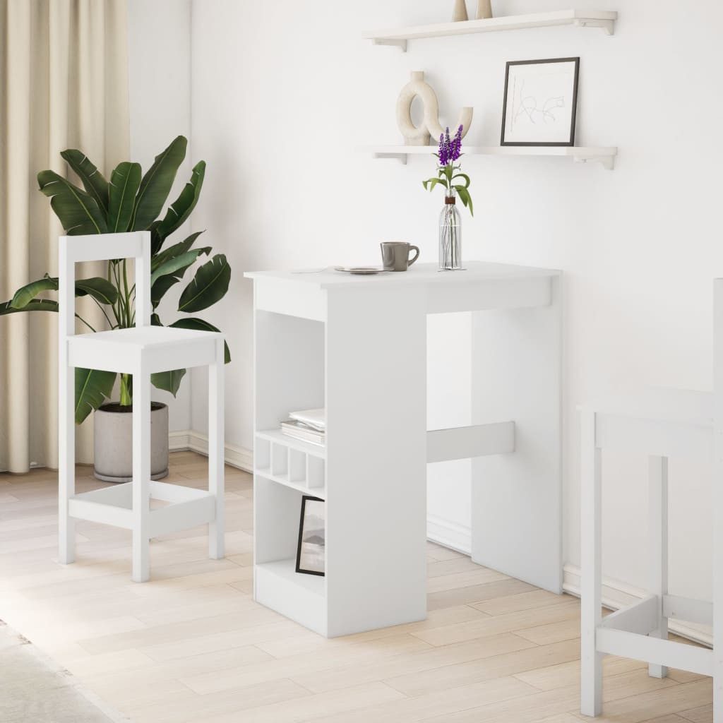 vidaXL Esstisch Bartisch mit Regal Weiß günstig online kaufen