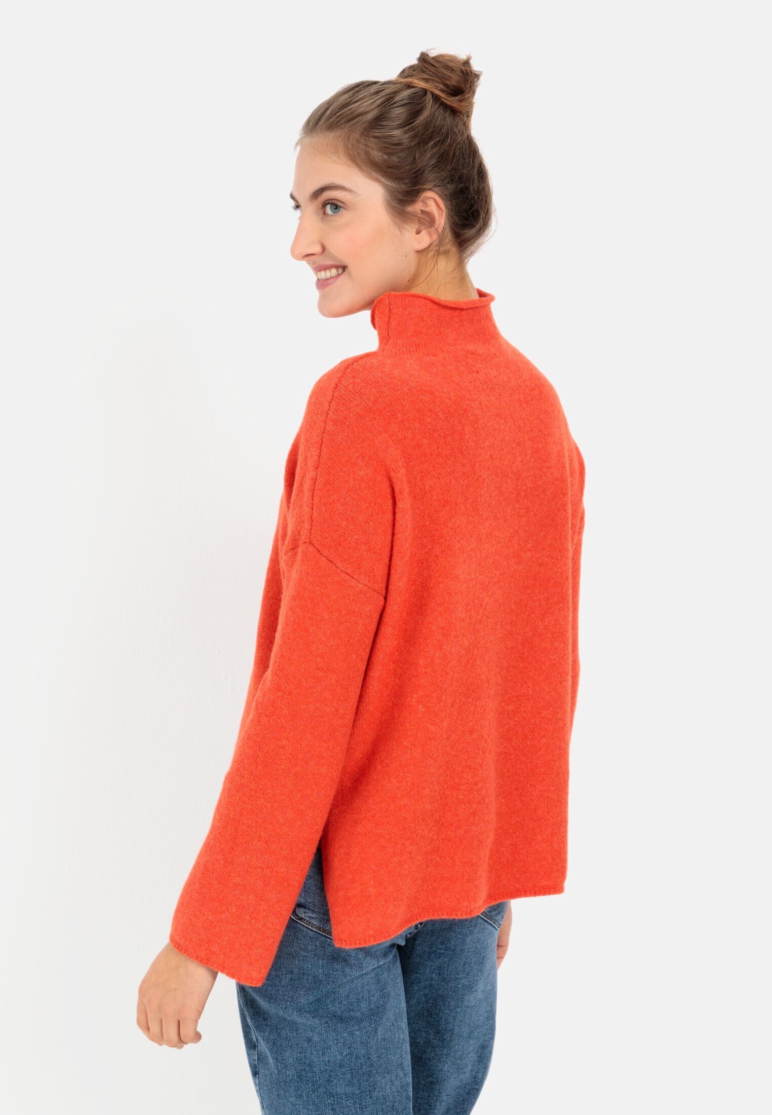 camel active Strickpullover mit Rollkragen Langarm Rollkragen Markenlabel