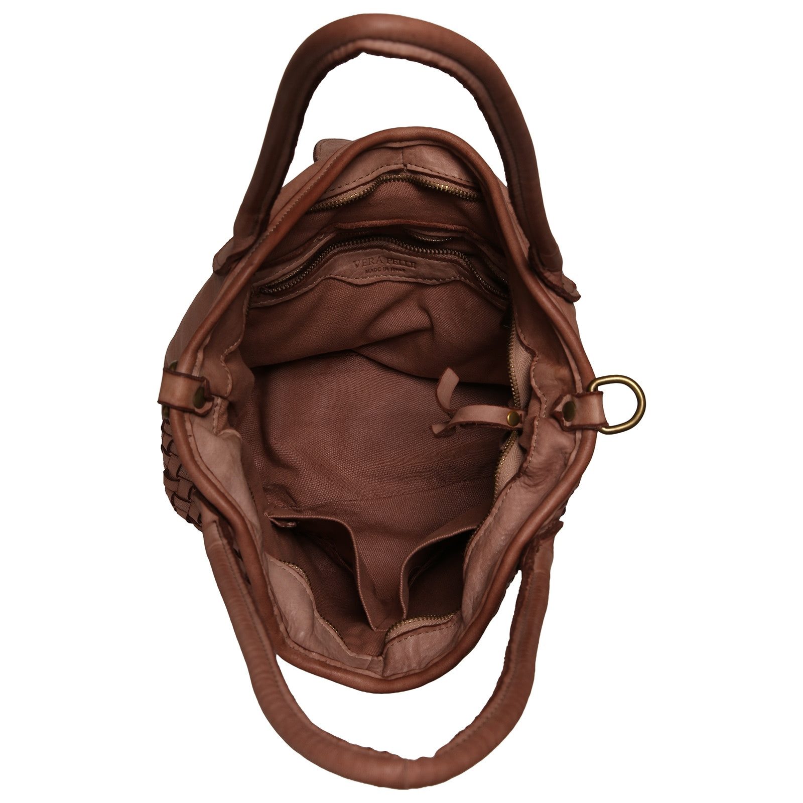 Toscanto Schultertasche Toscanto Damen Schultertasche Leder (Schultertasche), Damen Leder Schultertasche, altrosa ca. 38cm