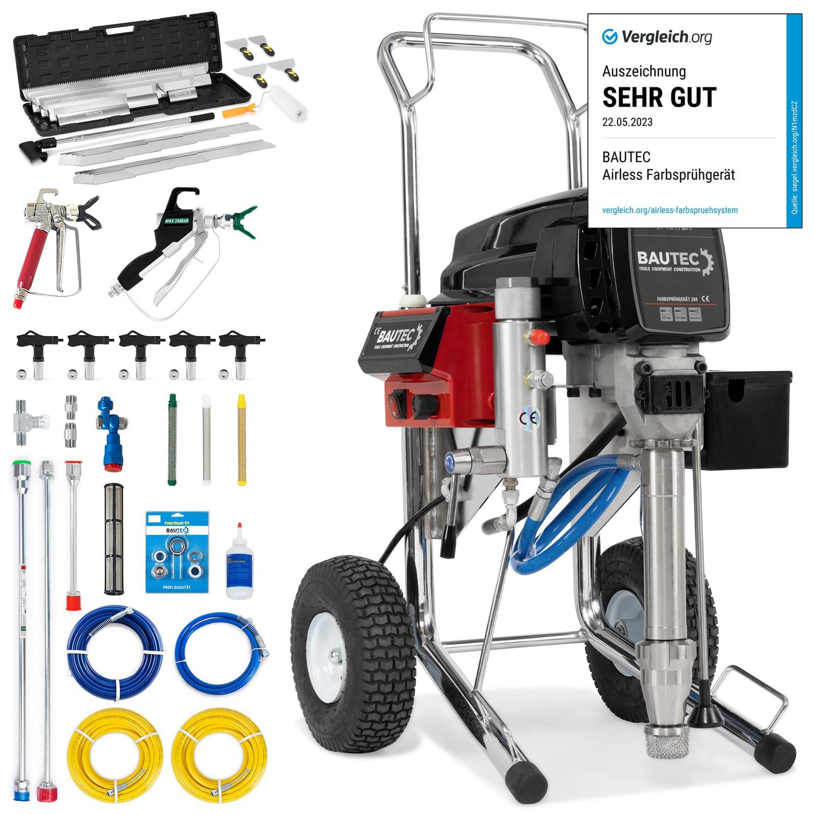 BAUTEC Farbsprühgerät Airless 384 mit Kolbenpumpe günstig online kaufen