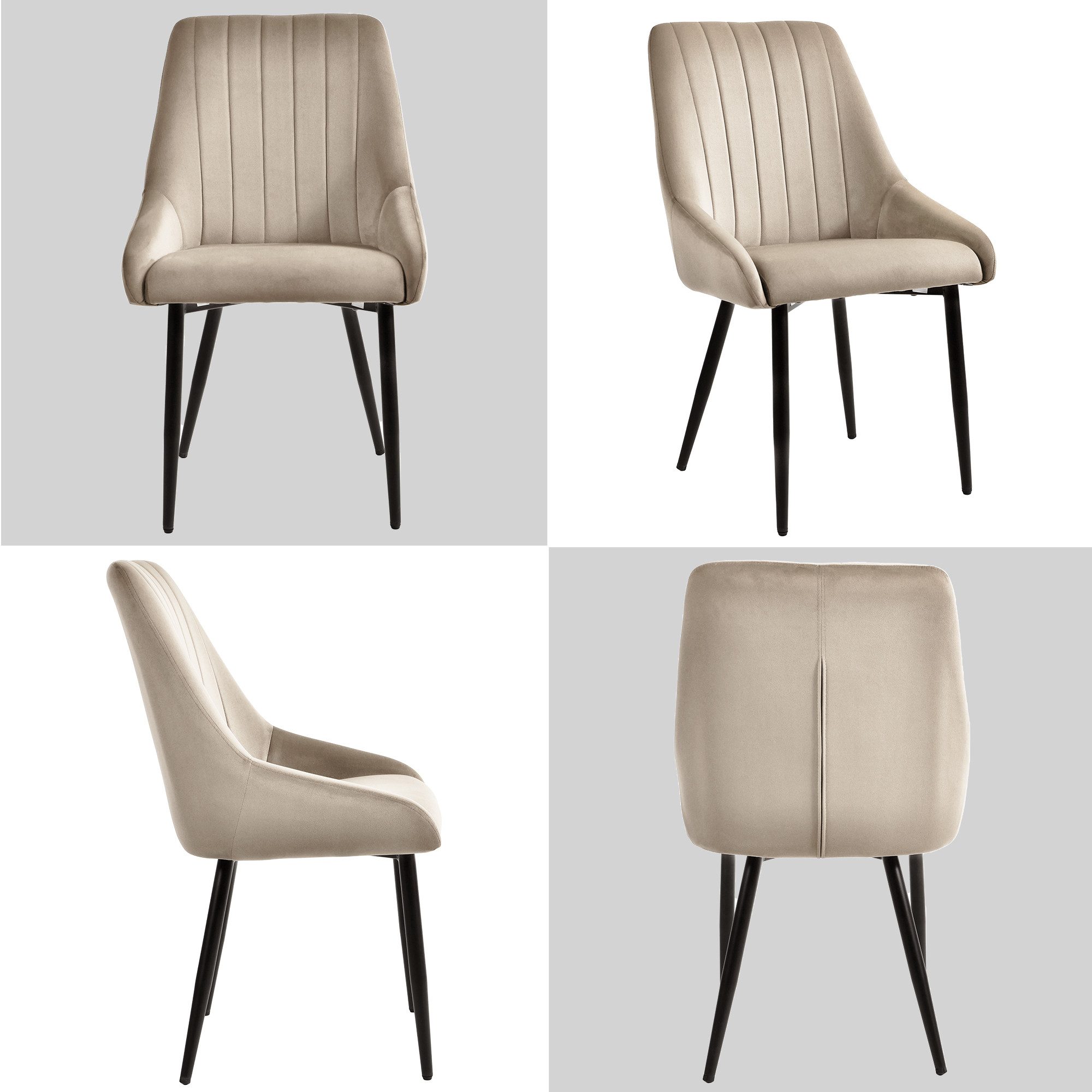 Duhome Esszimmerstuhl (8066C), 2er Set Esszimmerstuhl Polsterstuhl Stoff Samt Stuhl Retro Metallbeine