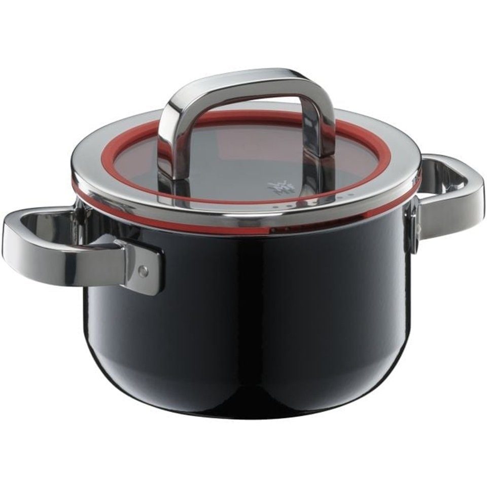 WMF Kochtopf Fusiontec Functional Kochtopf mit Glasdecke, 16 cm, Black, Fusiontec (schwarz, 16cm), mit Glasdeckel