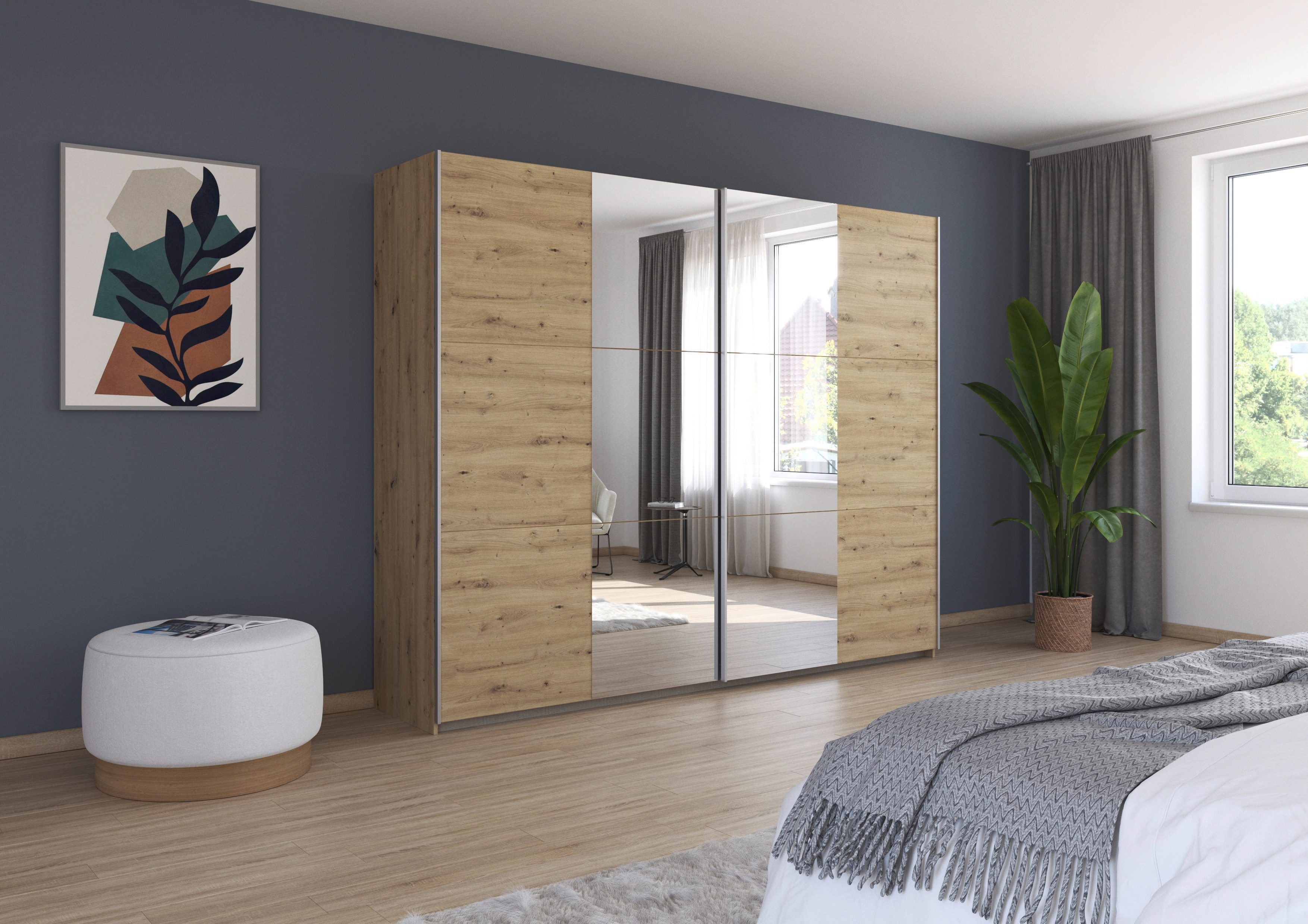 rauch Schwebetürenschrank Kleiderschrank Drehtürenschrank Schrank Garderobe KRONACH (in 3 Ausstattungen BASIC/CLASSIC/PREMIUM, Breiten 131/175/218/261 cm) optio – Bild 2 von 5