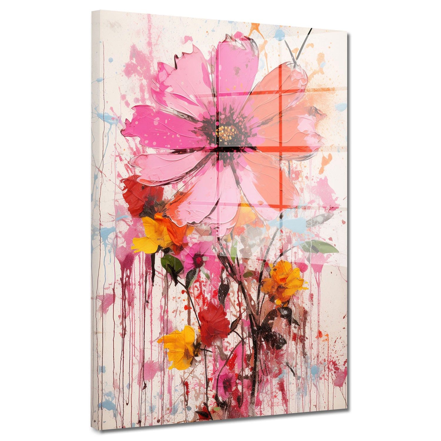 Artedinoi Acrylglasbild Blume Pink Colour Splash Acrylglas Wandbild Bild Wanddeko Wohnzimmer X