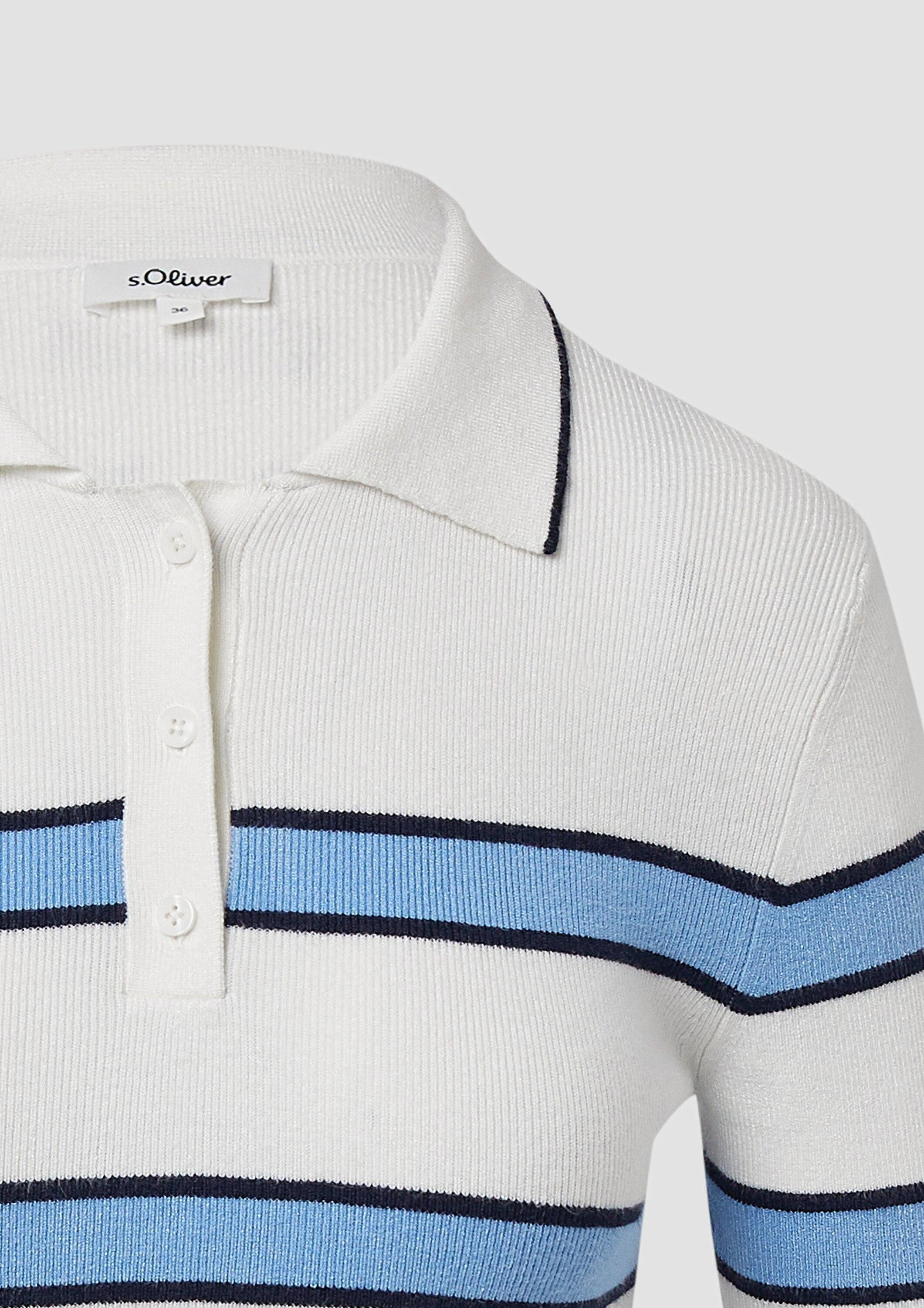 s.Oliver Kurzarmpullover Strickpullover Verkürztes Strick-Polo im Slim Fit