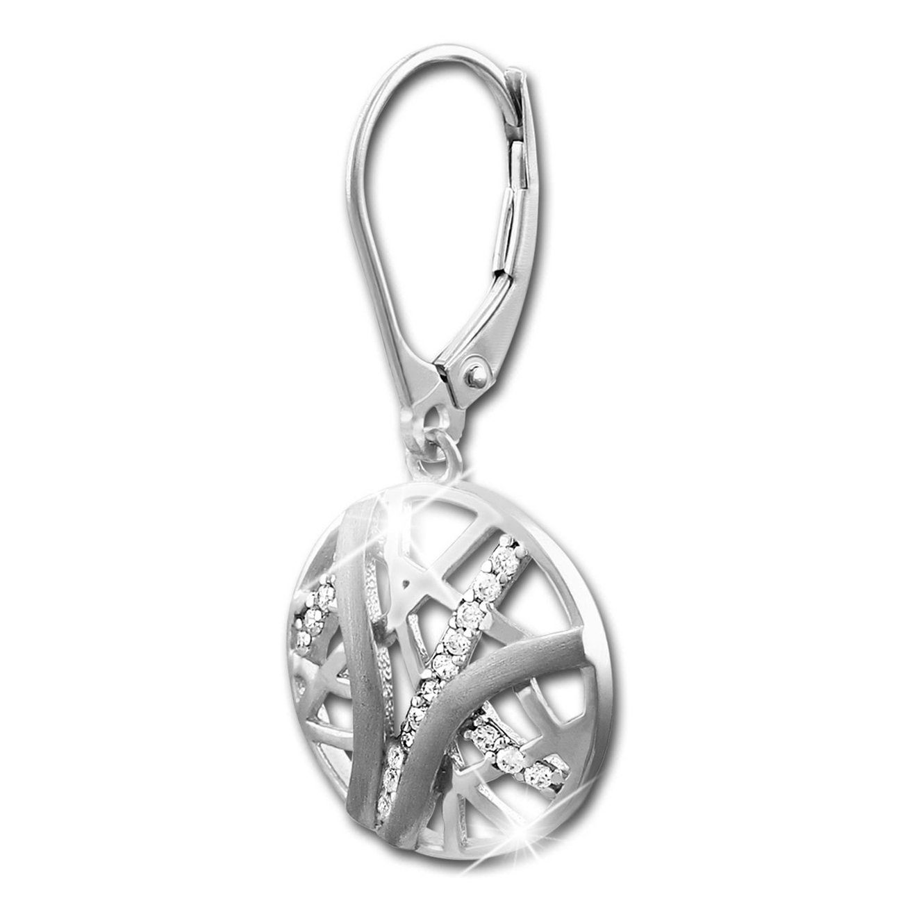 SilberDream Paar Ohrhänger SilberDream weiß Scheibe Ohrringe Silber (Ohrhänger), Damen Ohrhänger Scheibe aus 925 Sterling Silber, Farbe: silber, weiß – Bild 3 von 5
