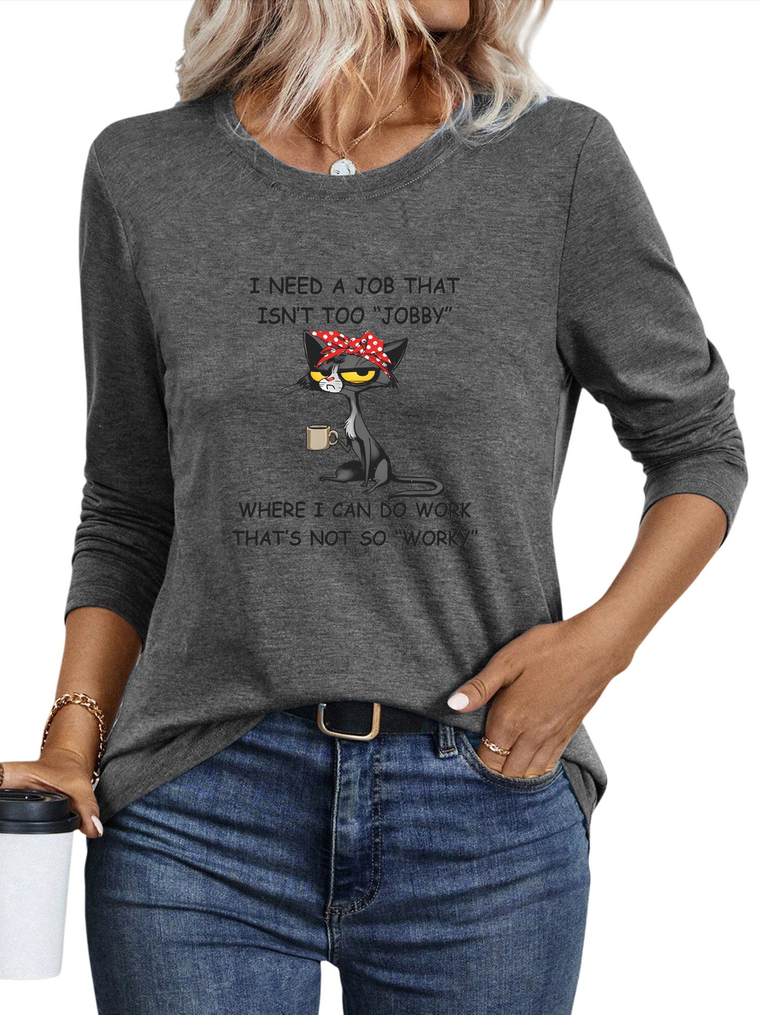 PYLIKE Longsleeve Damen bequemes Langarmshirts Locker günstig online kaufen