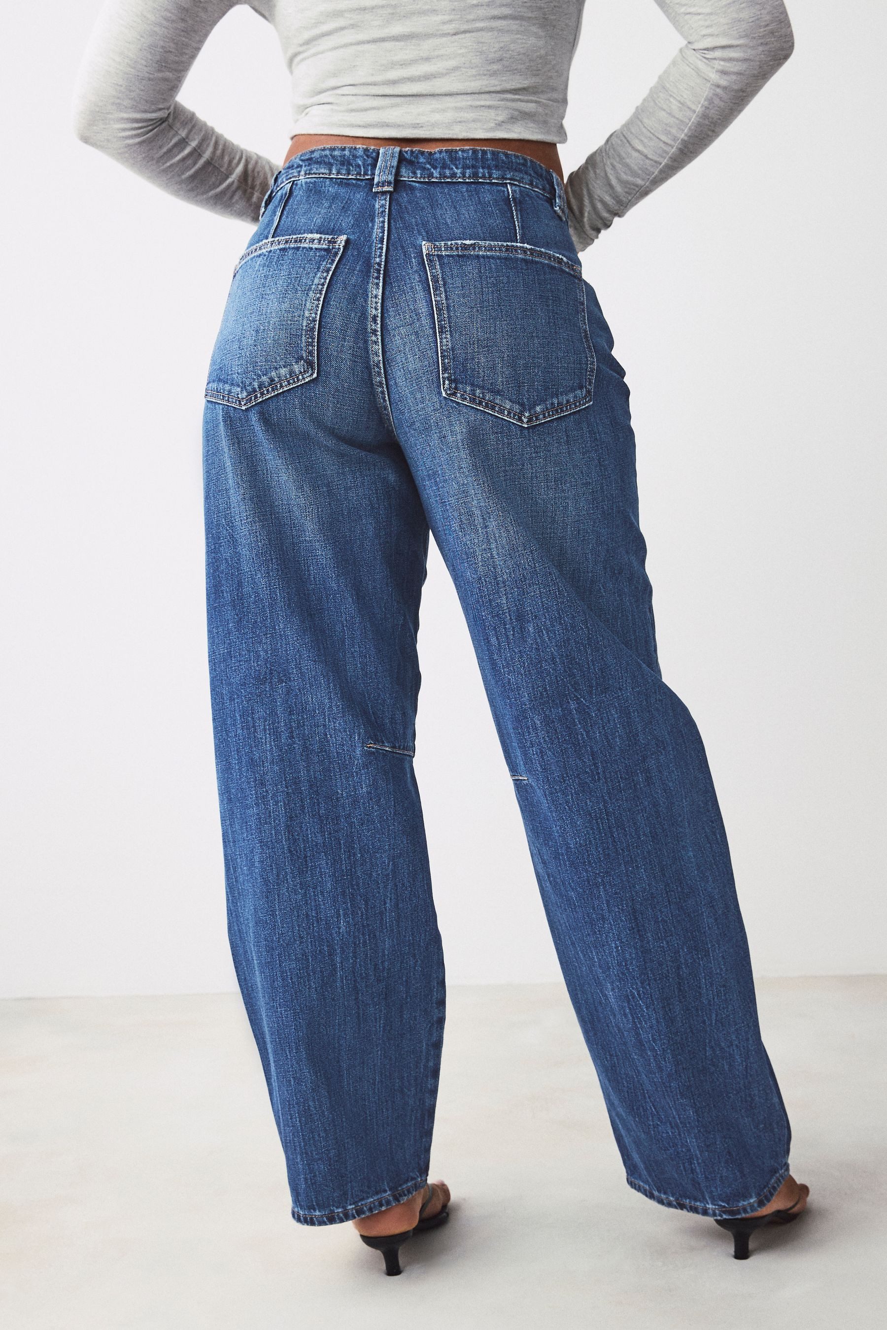 Next Weite Jeans Barrel-Jeans mit Knieabnäher günstig online kaufen