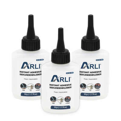 ARLI Klebstoff 3x Cyanoacrylat Sekundenkleber 50g, (Set, 3-tlg), Universal Cyanacrylat Kleber (150g)