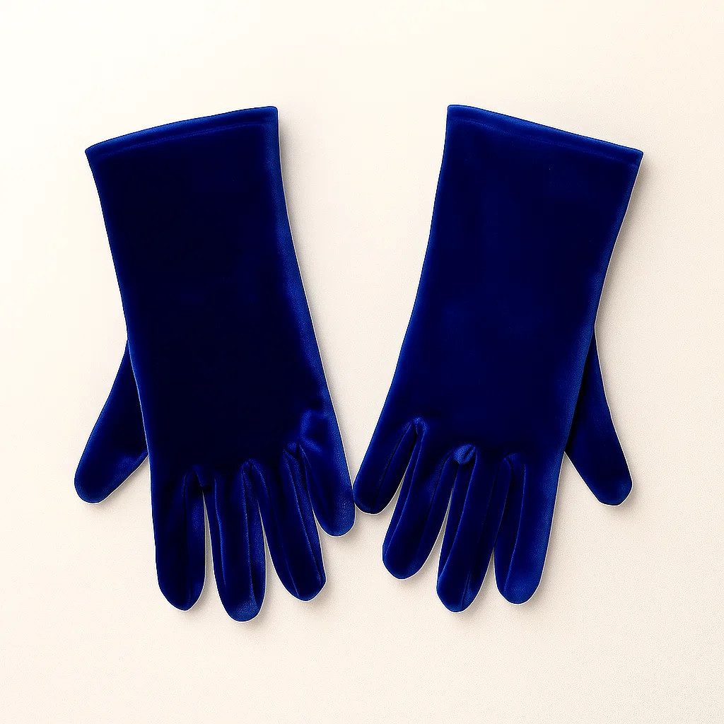 Fries Abendhandschuhe Kurze Satin Handschuhe blau-Elegante Kostümhandschuhe für Damen Glanzvoller Auftritt mit edlem Blau