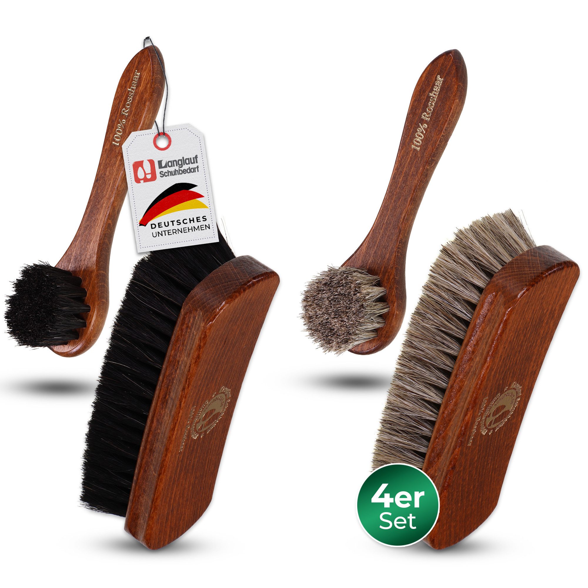Langlauf Schuhbedarf Reinigungsbürsten-Set Premium Classic Bürsten Set mit Rosshaarbürsten, (4-tlg)