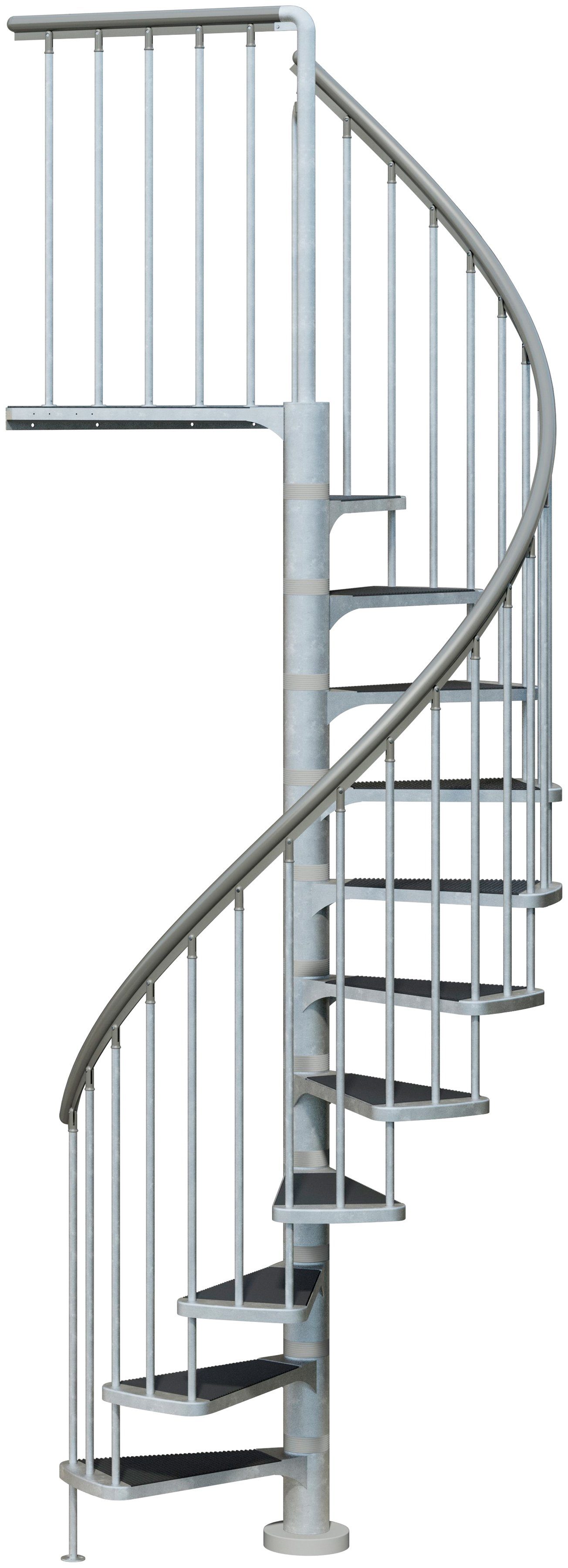 Dolle Außentreppe Gardenspin, für Geschosshöhen bis 282 cm, Stufen offen, Ø: 125 cm, TRIMAX®-Stufen