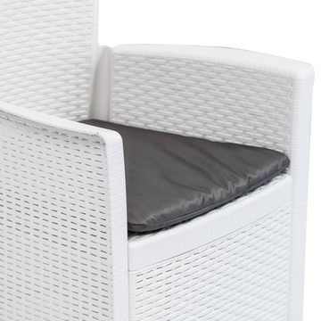 vidaXL Gartenstuhl Gartenstühle 2 Stk. mit Kissen Weiß Kunststoff Rattan-Optik (2 St)