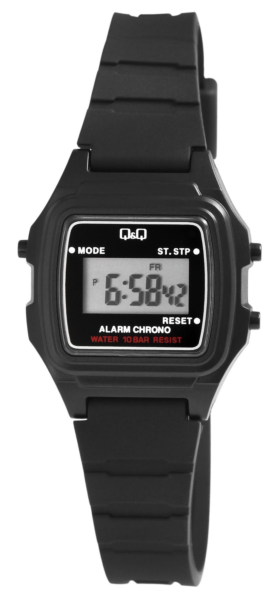 Q&Q Quarzuhr Q&Q Damen Digitaluhr mit Kunststoffarmband in schwarz, 10 Bar