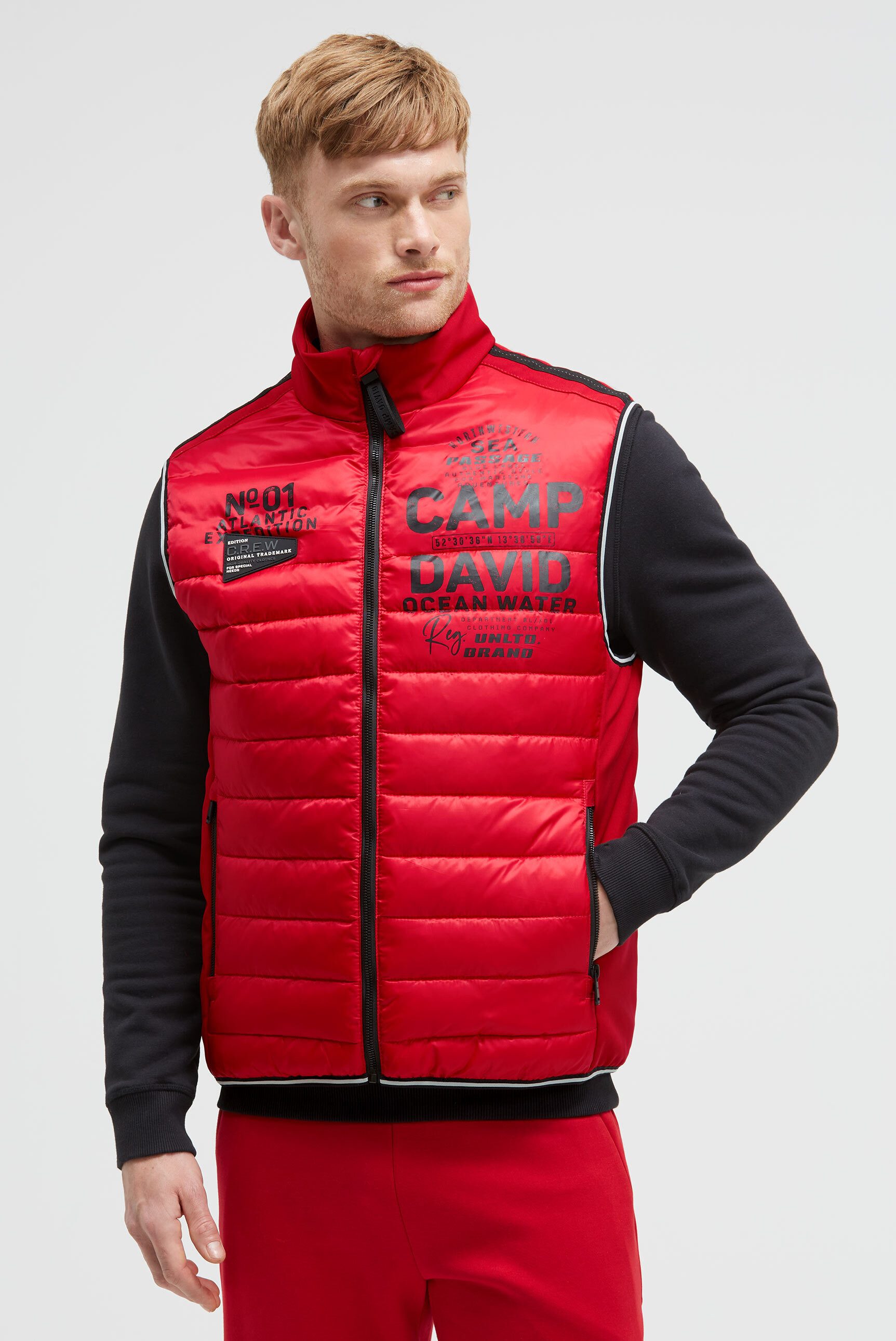 CAMP DAVID Steppweste mit Windfangleiste