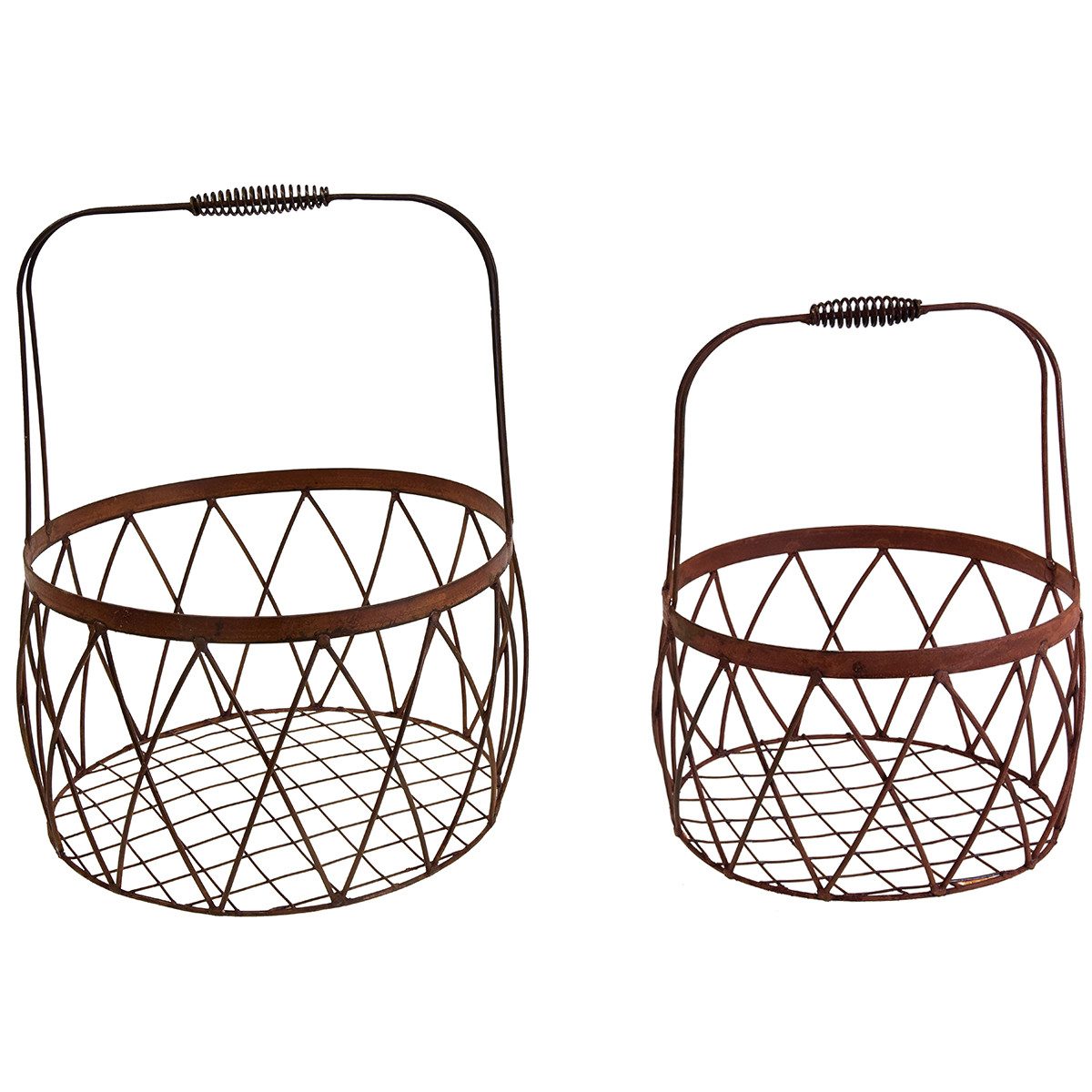 Übertopf Drahtkorb Gitterkorb Rost Ø25/20cm 2er-Set Henkel Gartendeko Metall