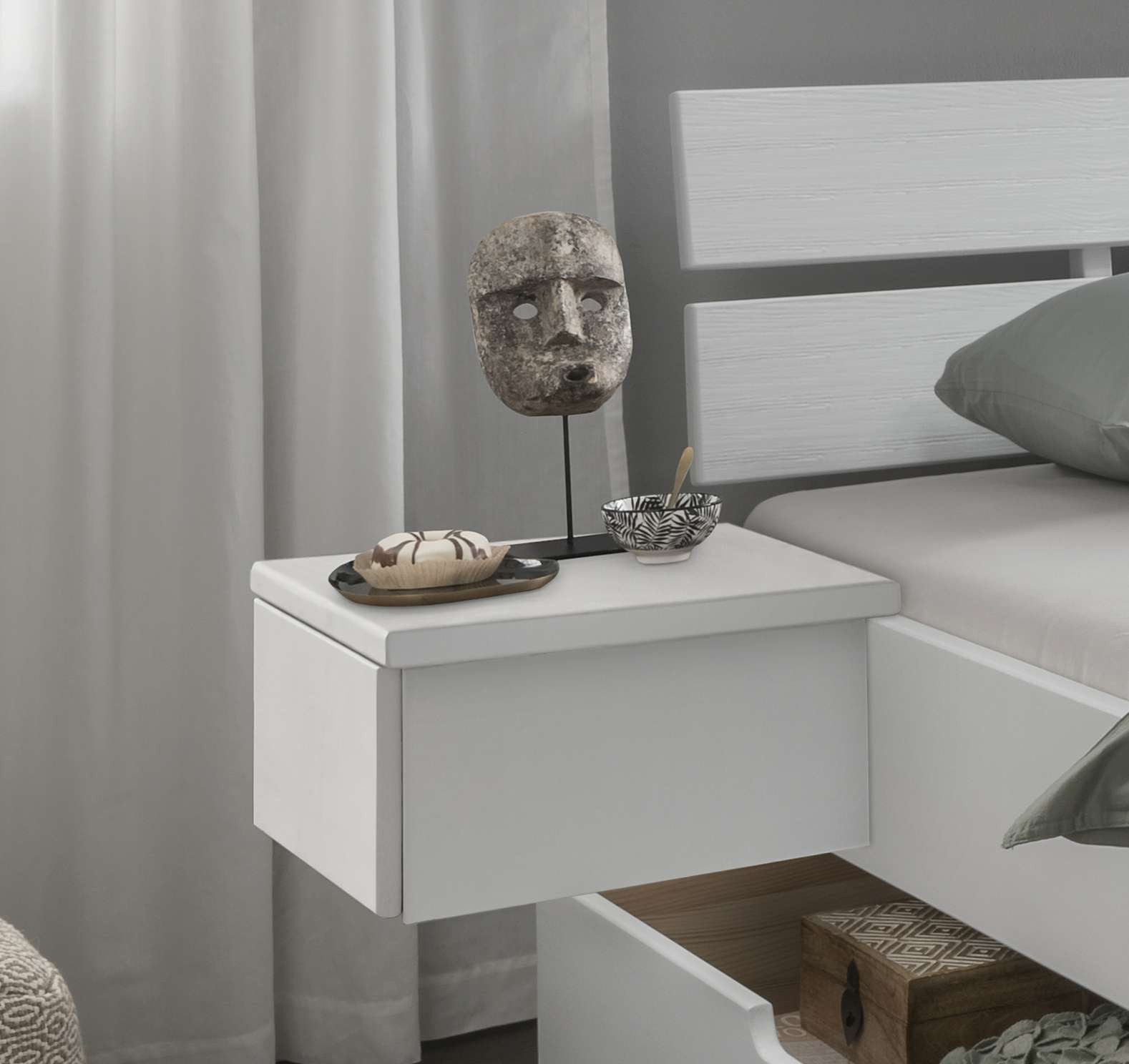 Home affaire Nachttisch Progress Bettablage Links, Hängeschrank, Nachtkonsole, mit Schubkasten, Hängend, FSC Zertifiziertes Kiefer Massivholz