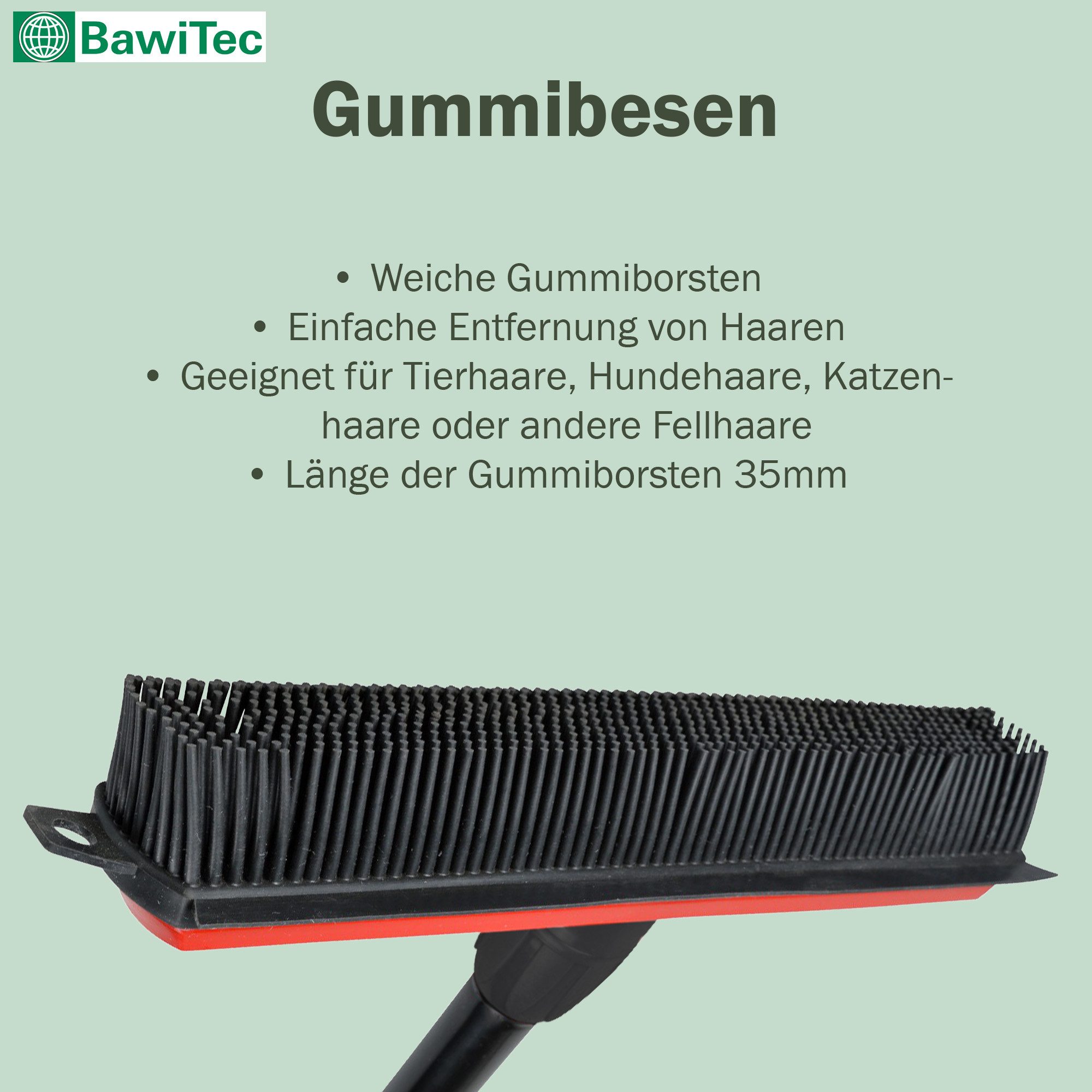 BawiTec Kehrgarnitur Gummibesen Noppenbesen mit Teleskopstiel Friseurbesen, Laminat, Steinböden, Teppichböden, Keramik, Parkett, Teppiche, Fliesen, Korkböden, P – Bild 5 von 5