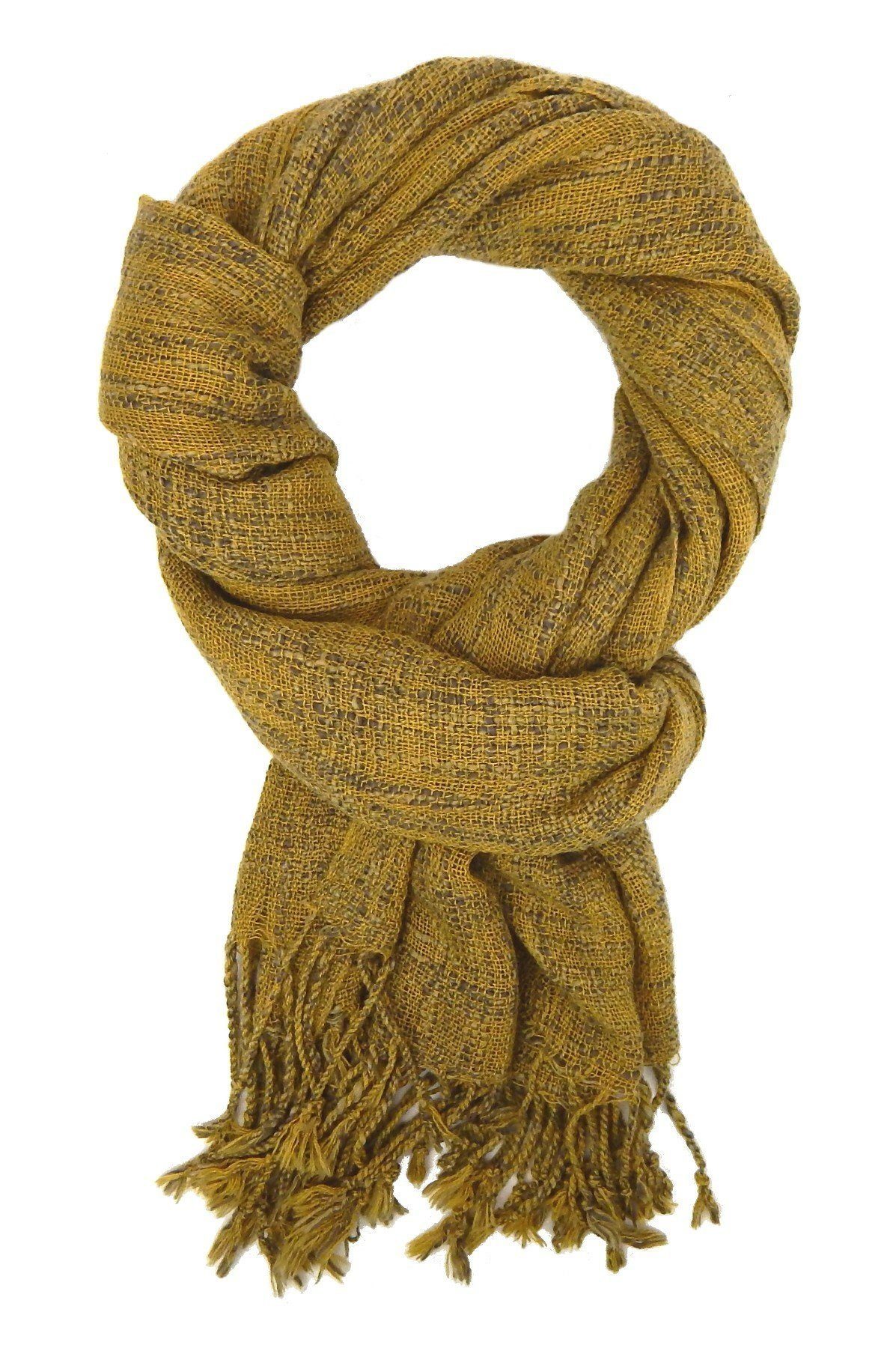 Ella Jonte Modeschal, breiter edler Webschal gelb curry Herbst- Winterschal günstig online kaufen