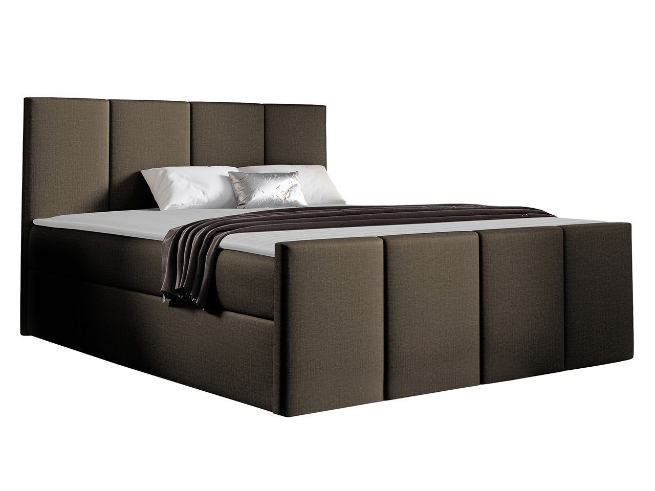 MIRJAN24 Boxspringbett Lars (Polsterkopfteil und Fußteil, Matratze, Topper), mit 2 Bettkästen, Bett für Schlafzimmer