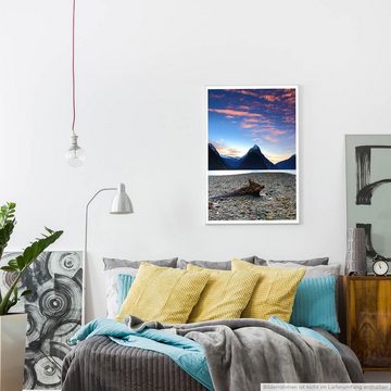 Sinus Art Poster Landschaftsfotografie 60x90cm Poster Sonnenaufgang beim Mitre Peak Neuseeland