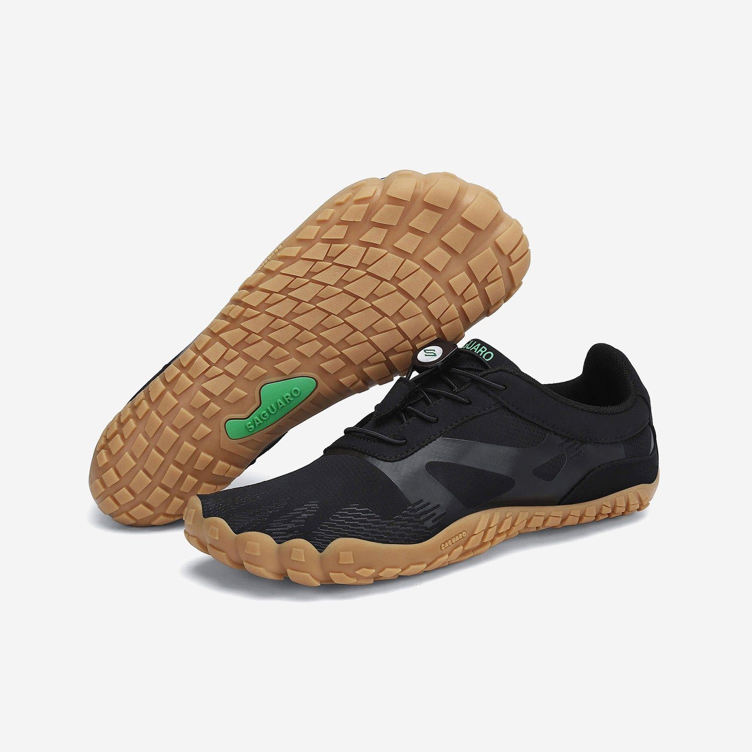 SAGUARO Barfußschuh (bequem, leicht, atmungsaktiv, rutschfest) Minimalschuhe Laufschuhe Sport-Schuhe Jogging Sneaker Trail-Running Schwarz AC