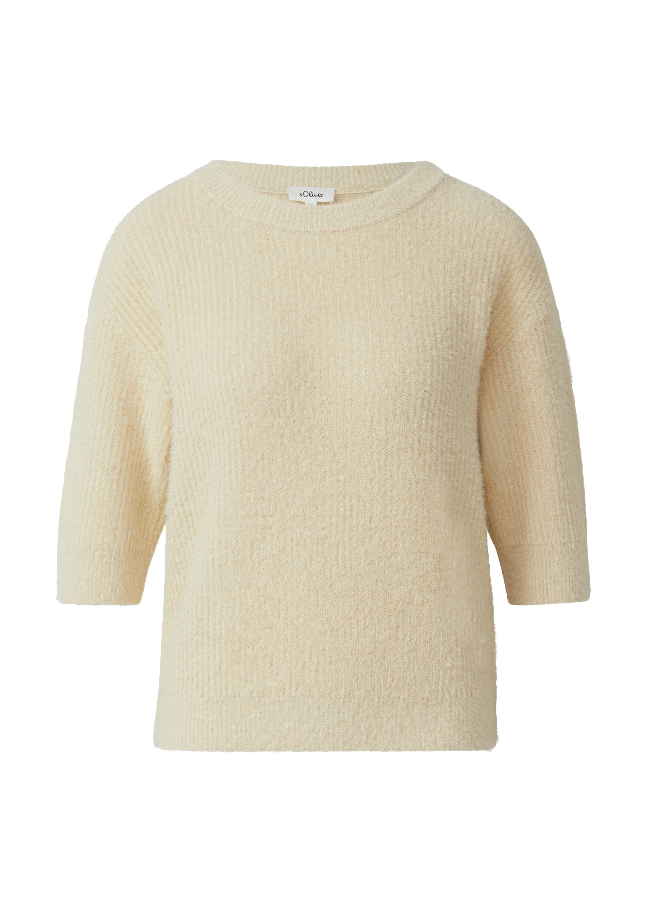 s.Oliver Kurzarmpullover Strickpullover Flauschiger Strickpullover mit halb günstig online kaufen