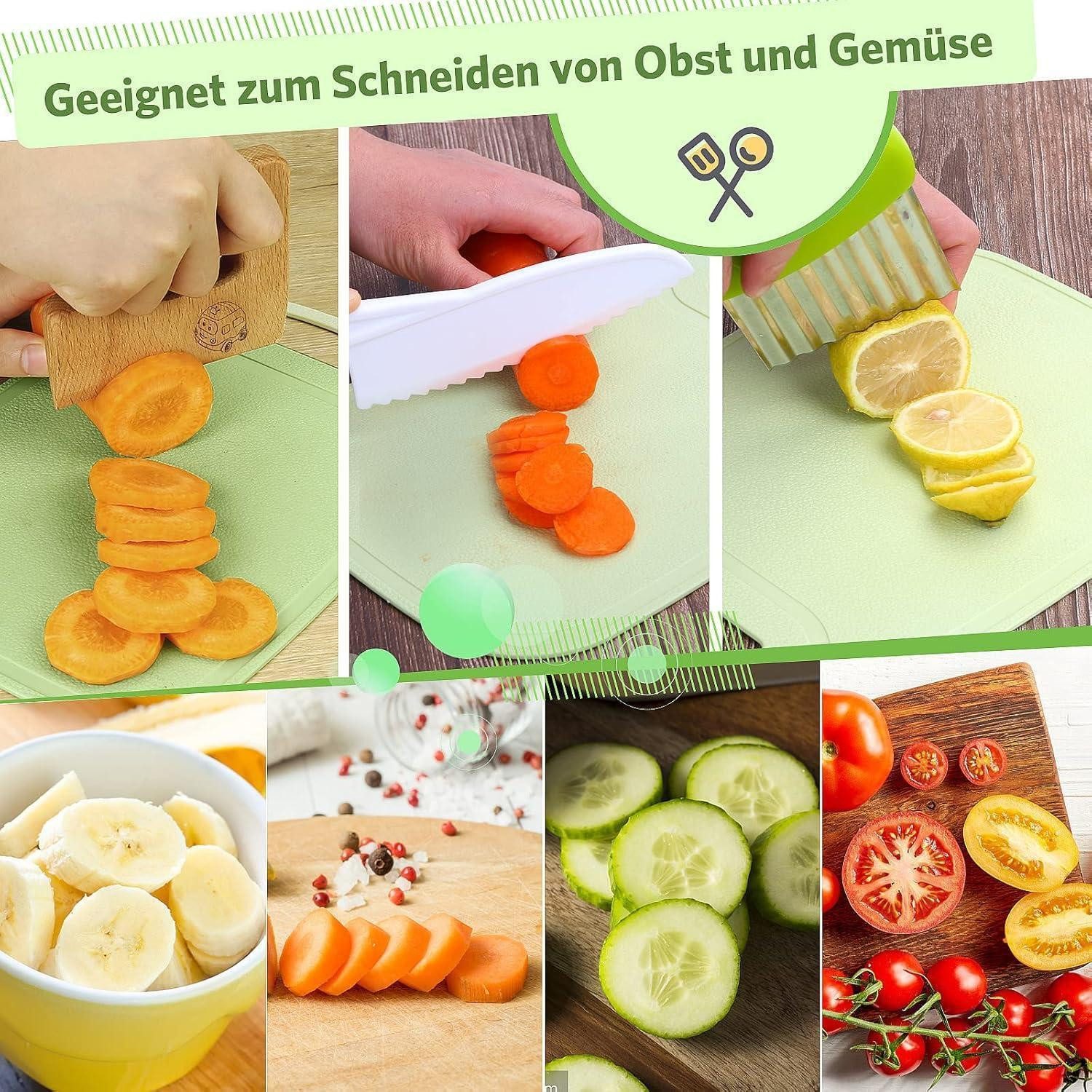 LuxusKollektion Kinderbesteck Kindermesser Holzmesser Set Montessori BPAfrei 8pc Kindermesser Set