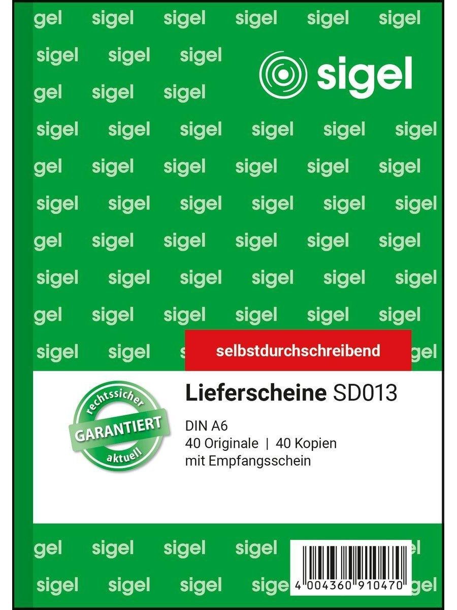 Sigel Formularblock Lieferscheine A6 selbstdurchschreibend 40 Sätze, Mit farbigem Empfangsschein