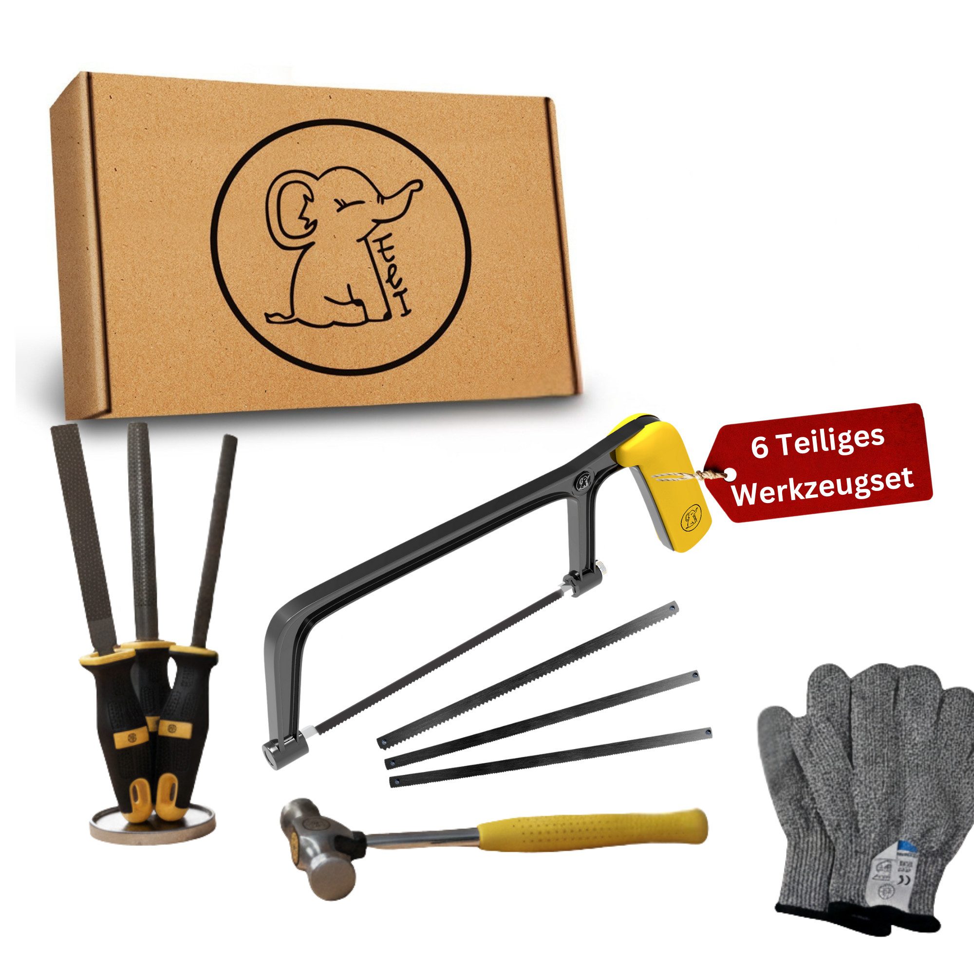 Eli Kinder-Hammer Echtes Werkzeug für Kinder mit ergonomisch rutschhemmenden Griff, (Metallhammer zum Heimwerken & Lernen, DIY Hammer für Jungen & Mädchen ab 4 Jahren), beidhändig - rutschfest