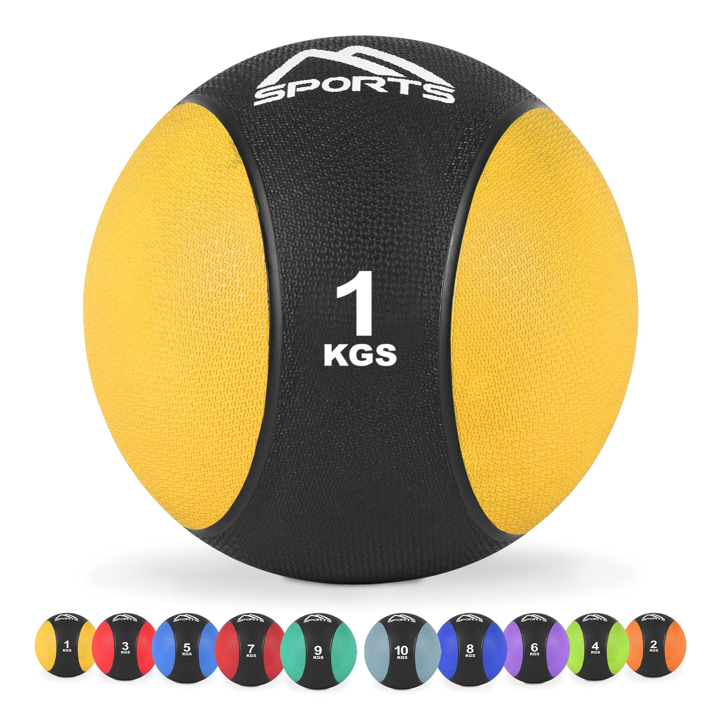 MSports® Medizinball Medizinball 1 – 10 kg – inkl. Übungsposter 1 kg - Gelb