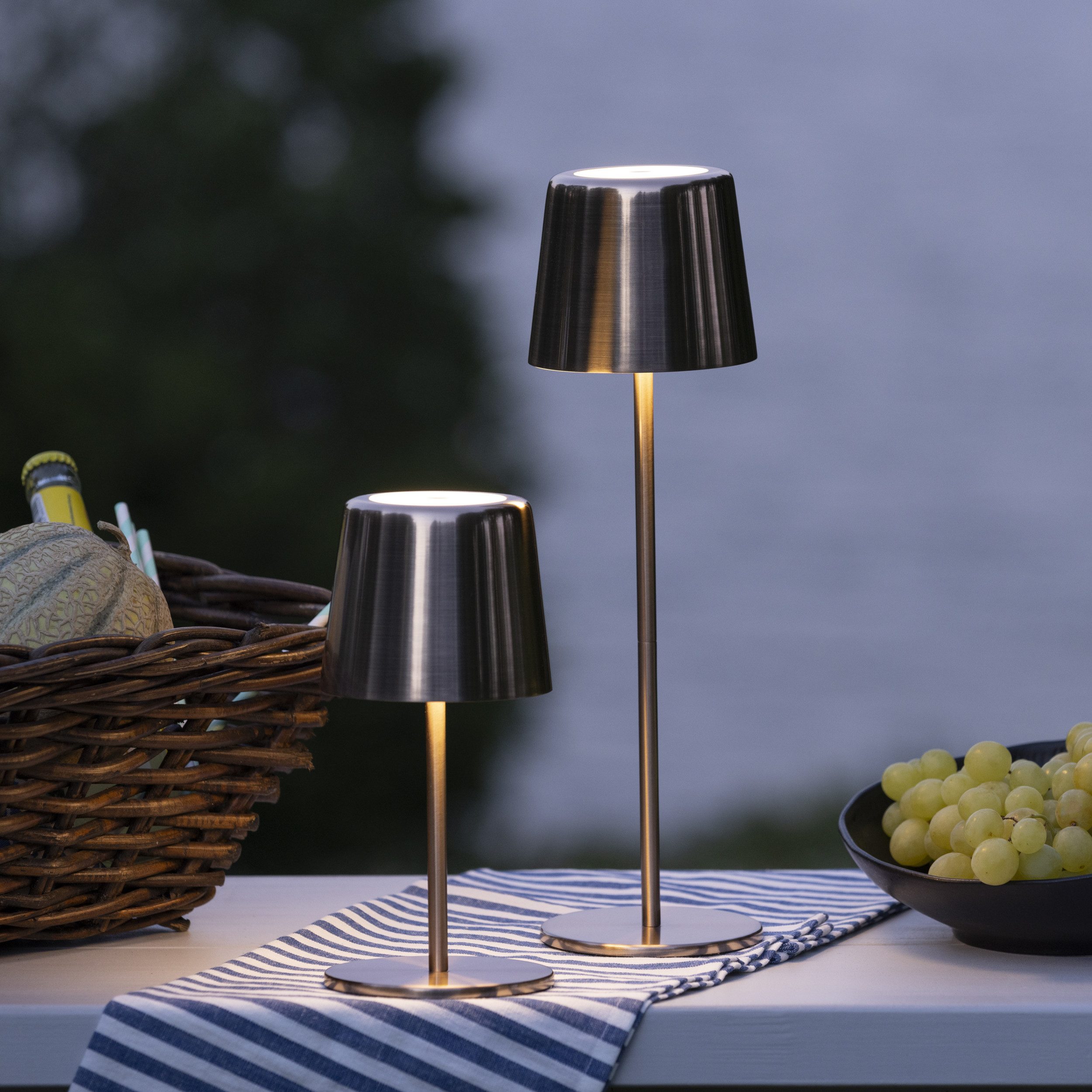 Lightbox Tischleuchte, LED fest integriert, warmweiß - kaltweiß, Portable LED Außen Tischlampe, 37 cm, 300lm, CCT, USB, kupfer
