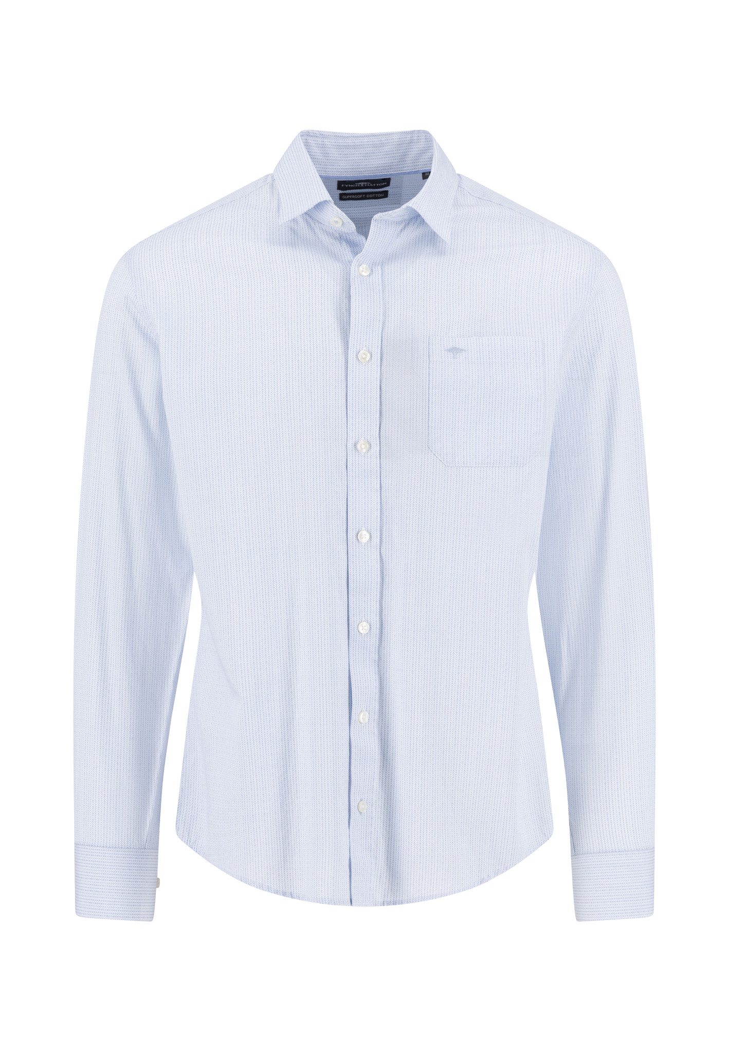 FYNCH-HATTON Langarmhemd normale Passform, Struktur-Print, mit Brusttasche