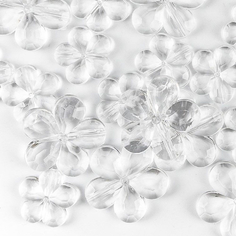 Eurosand Streudeko Streu Blüten/Blumen 100ml. 14/20mm 50–70 Stück. TRANSPARENT