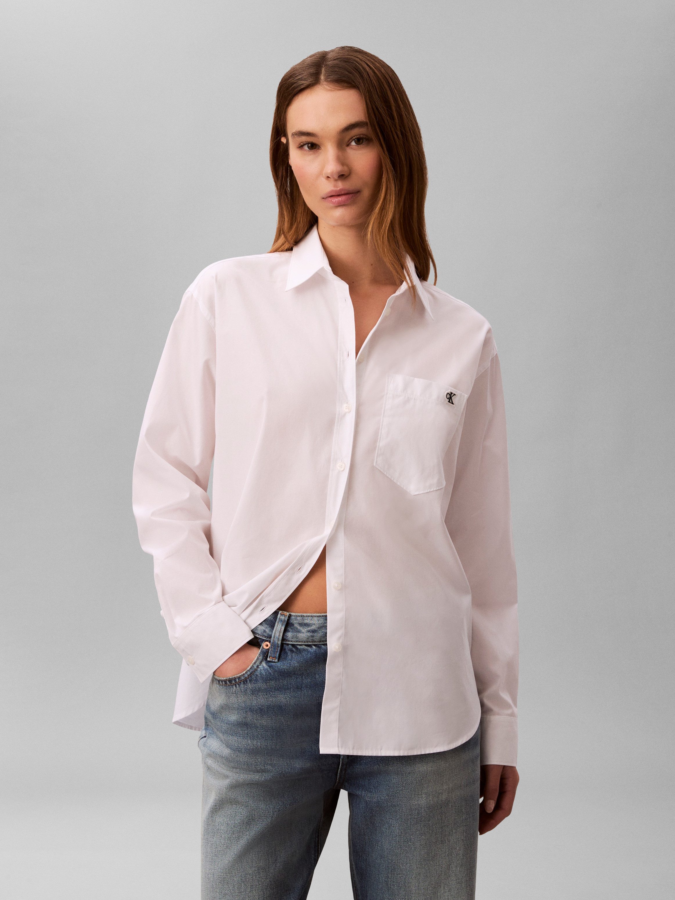 Calvin Klein Jeans Hemdbluse COTTON POPLIN RELAXED SHIRT Regular fit mit Brusttasche