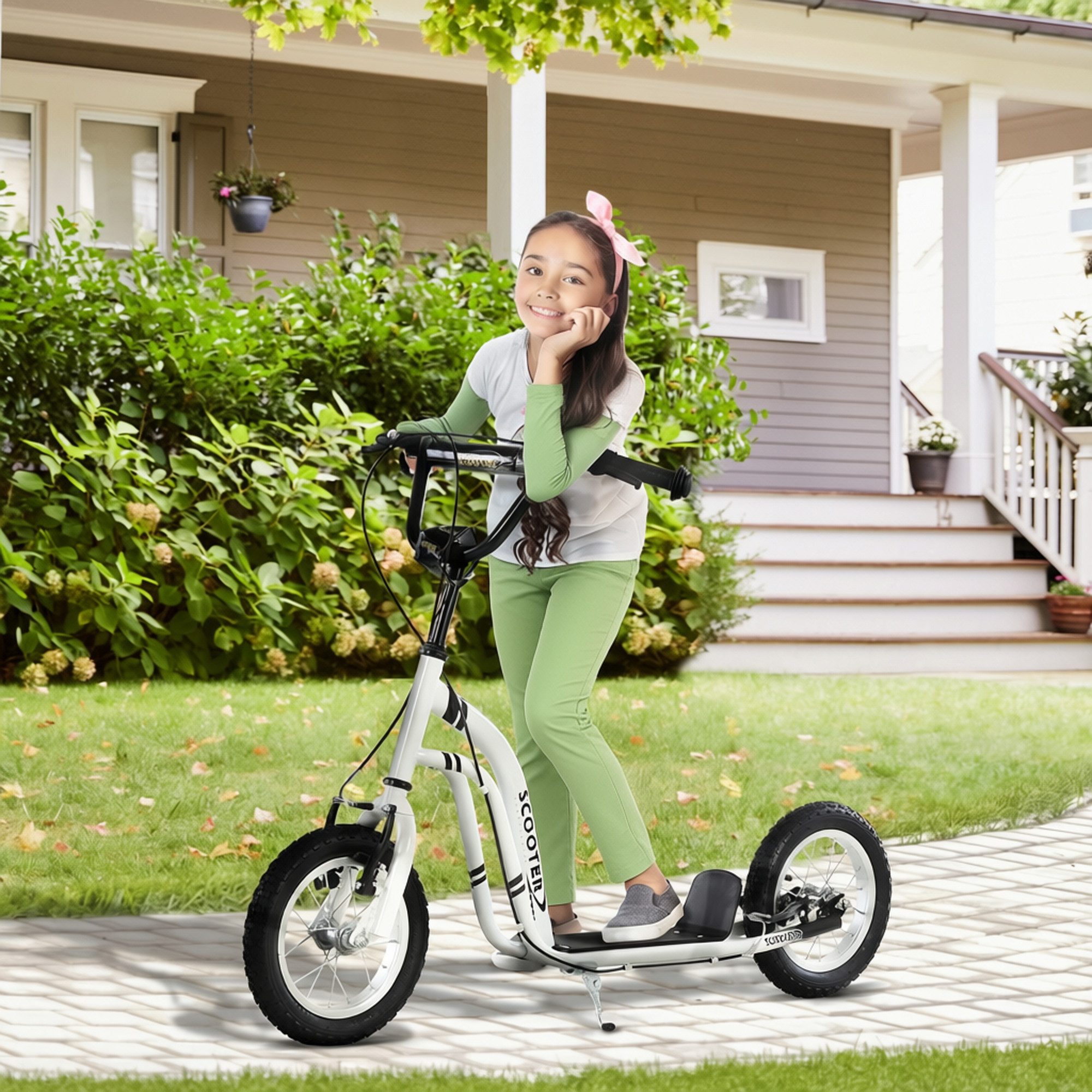 HOMCOM Scooter Kinderroller Tretroller mit verstellbarem Lenker, großen Rädern, 0 km/h, (Kinderscooter, 1 tlg., Tretroller), 120L x 58B x 85-95H cm