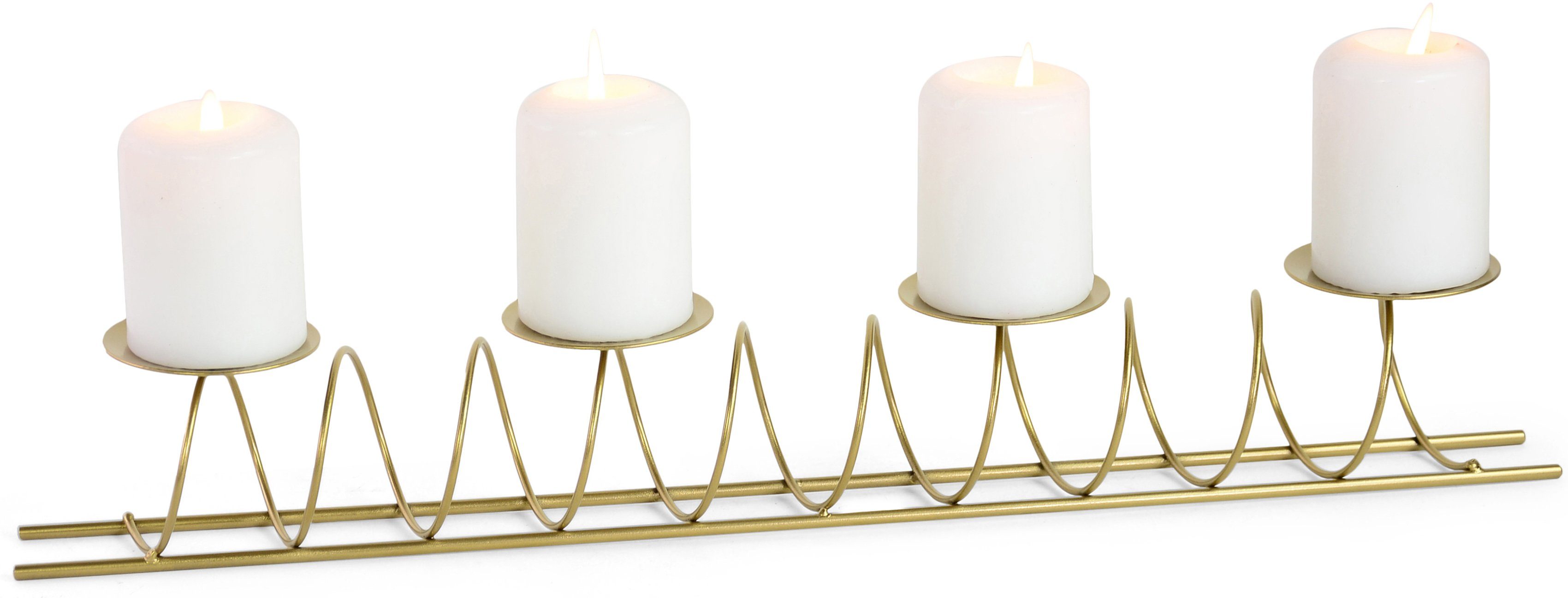 goldfarben St), (1 Kerzenhalter Design, WEINBERGER aus Weihnachtsdeko besonderen im Metall, RIFFELMACHER Adventsleuchter 4-flammig Spirale, &