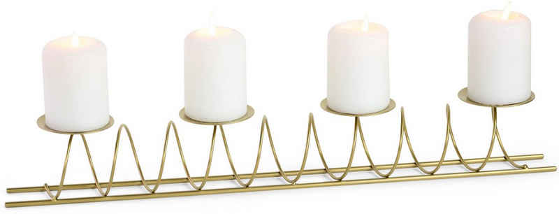 RIFFELMACHER & WEINBERGER Adventsleuchter Spirale, Weihnachtsdeko (1 St), Kerzenhalter im besonderen Design, aus Metall, 4-flammig