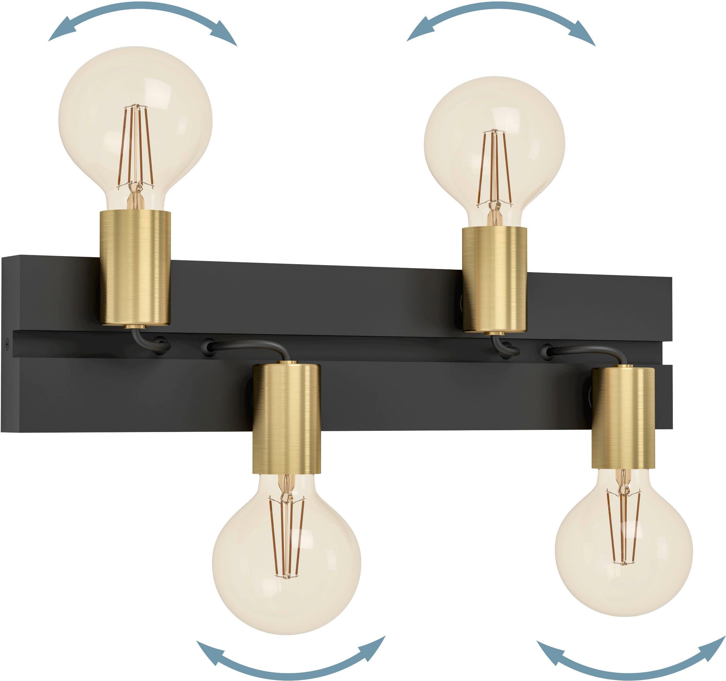 EGLO Deckenleuchte MACCHIONE, Leuchtmittel wechselbar, ohne Leuchtmittel, Deckenleuchte in schwarz und messing aus Stahl - exkl. E27 - 10W